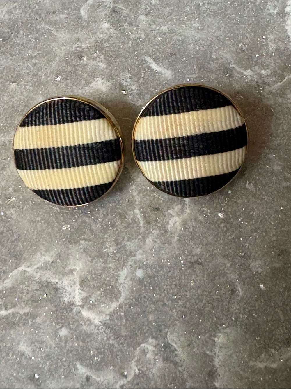 Kate Spade New York black and cream striped button earrings